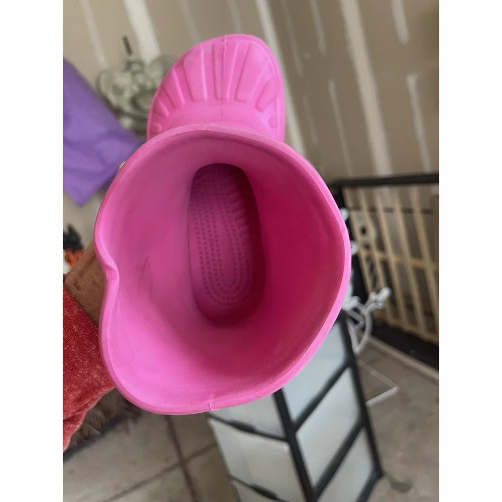CROCS Youth Big Kids Size 1 Pink Rubber Pull On Crocband  Jaunt Rain Boots
